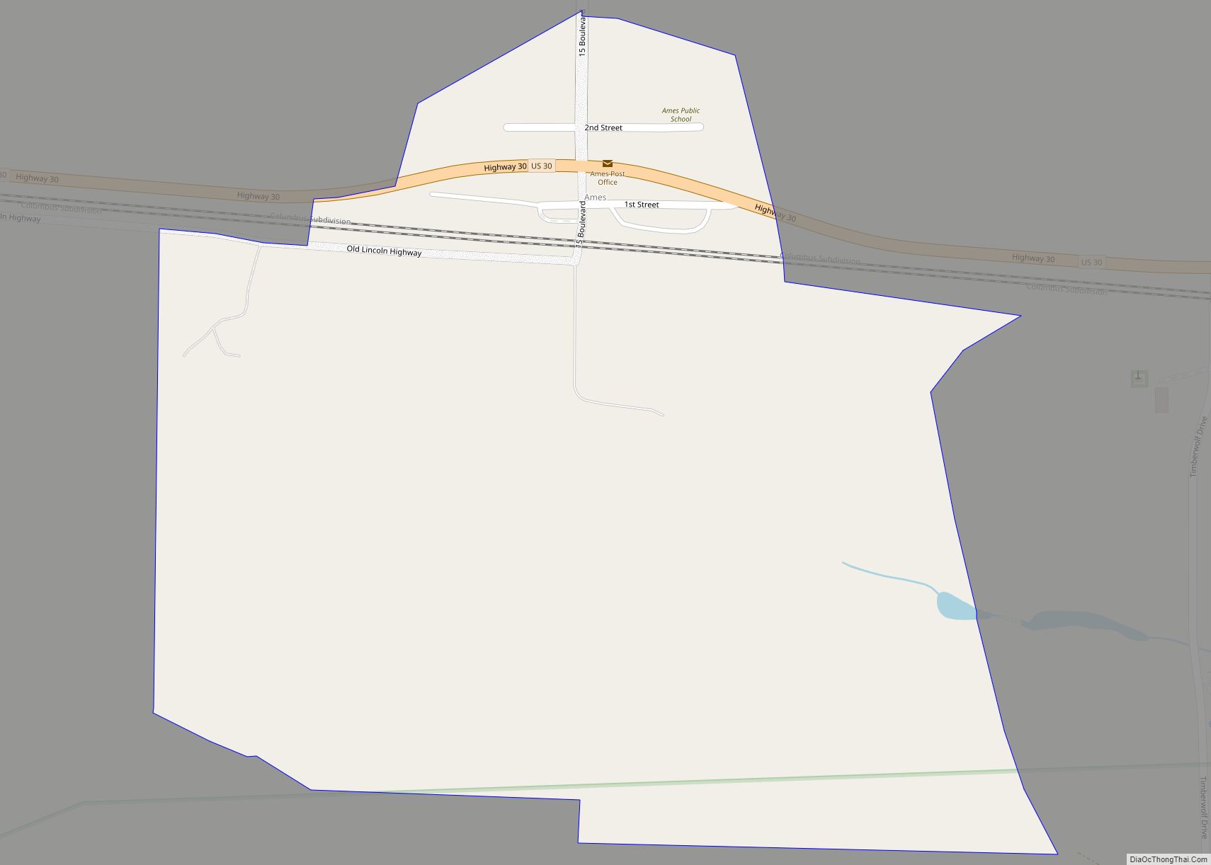 Map of Ames CDP, Nebraska