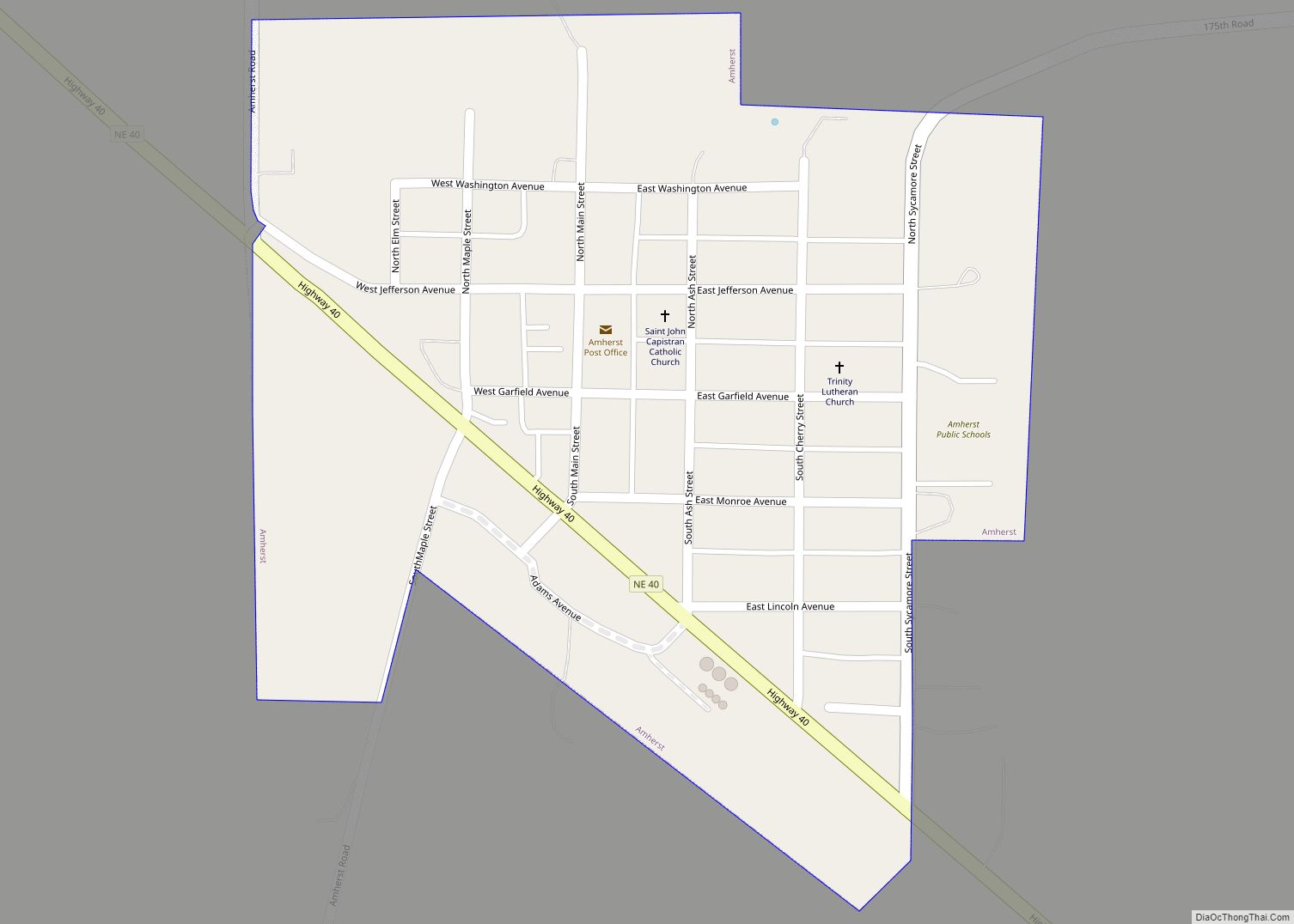 Map of Amherst village, Nebraska