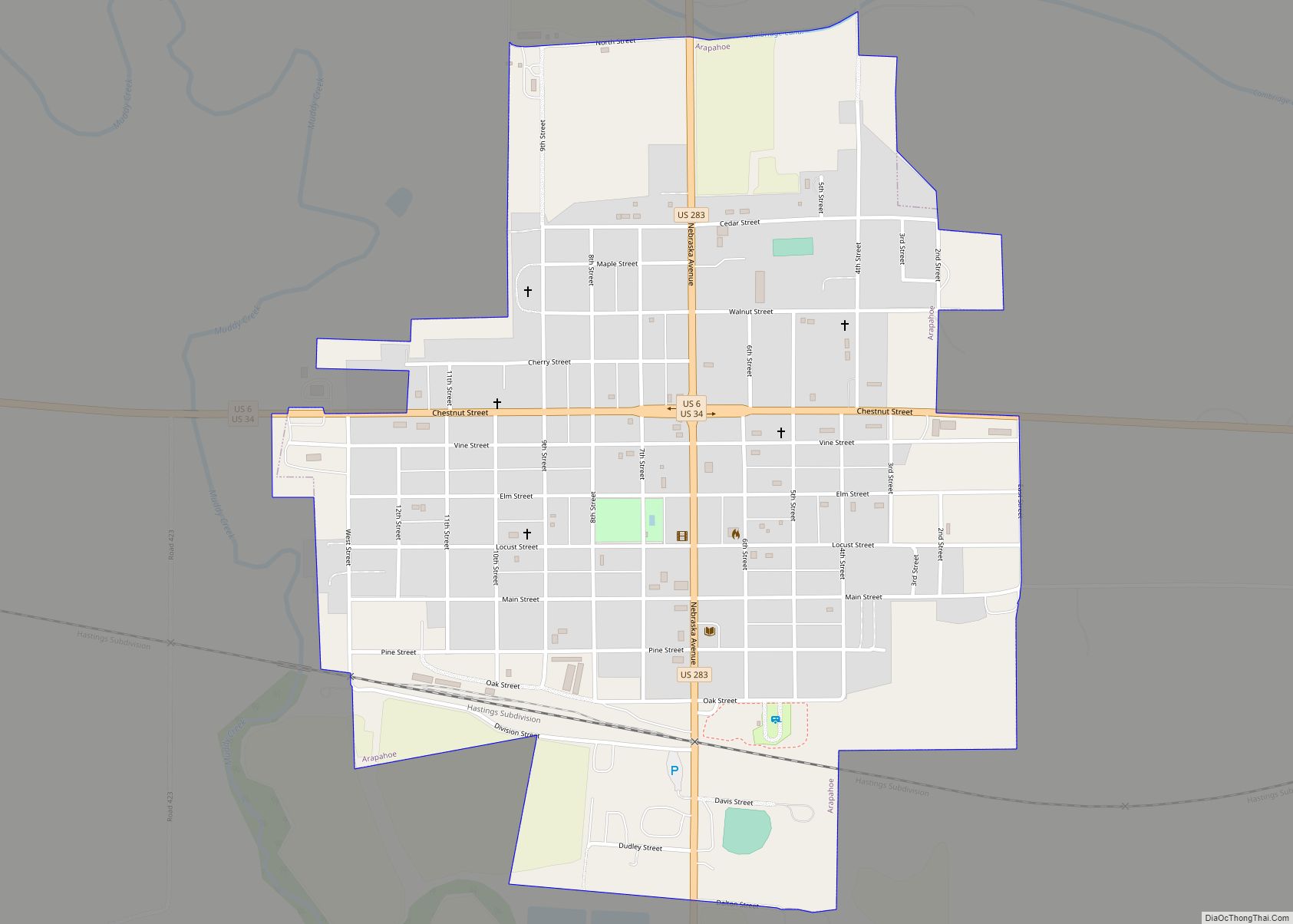 Map of Arapahoe city, Nebraska