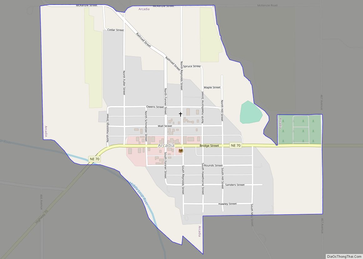 Map of Arcadia village, Nebraska
