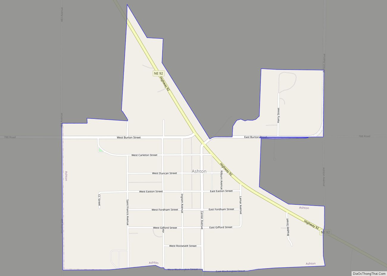 Map of Ashton village, Nebraska