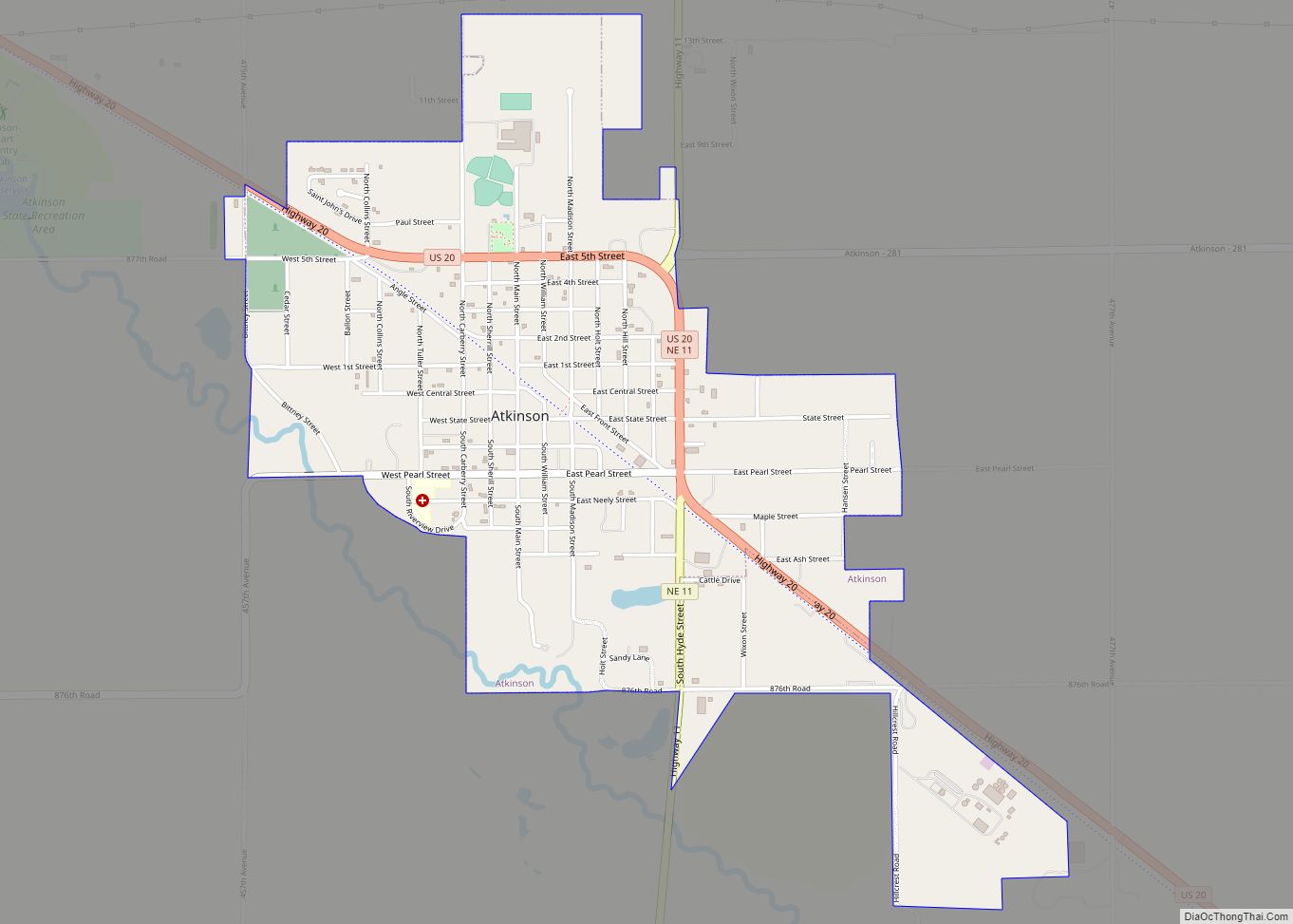 Map of Atkinson city, Nebraska
