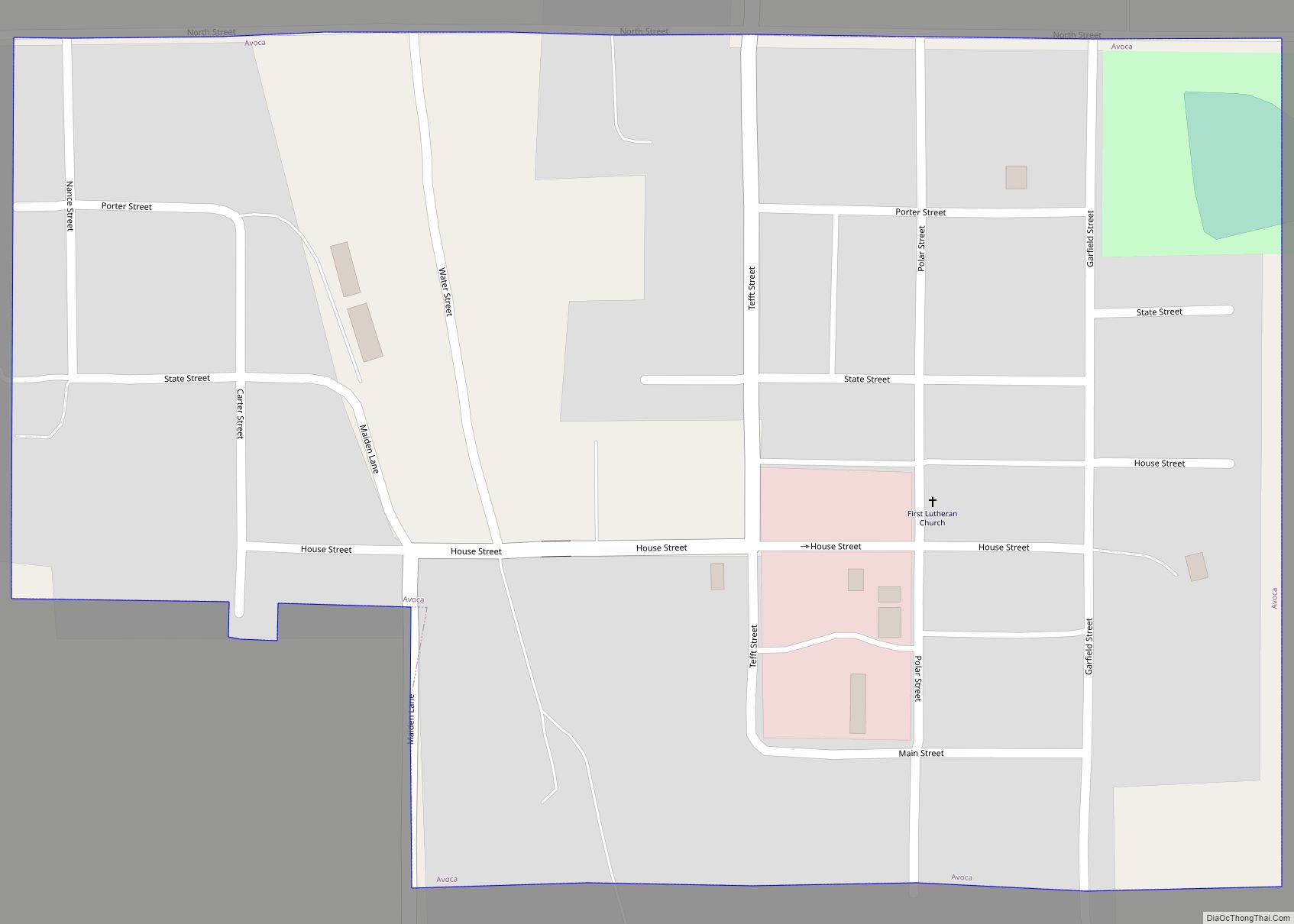 Map of Avoca village, Nebraska