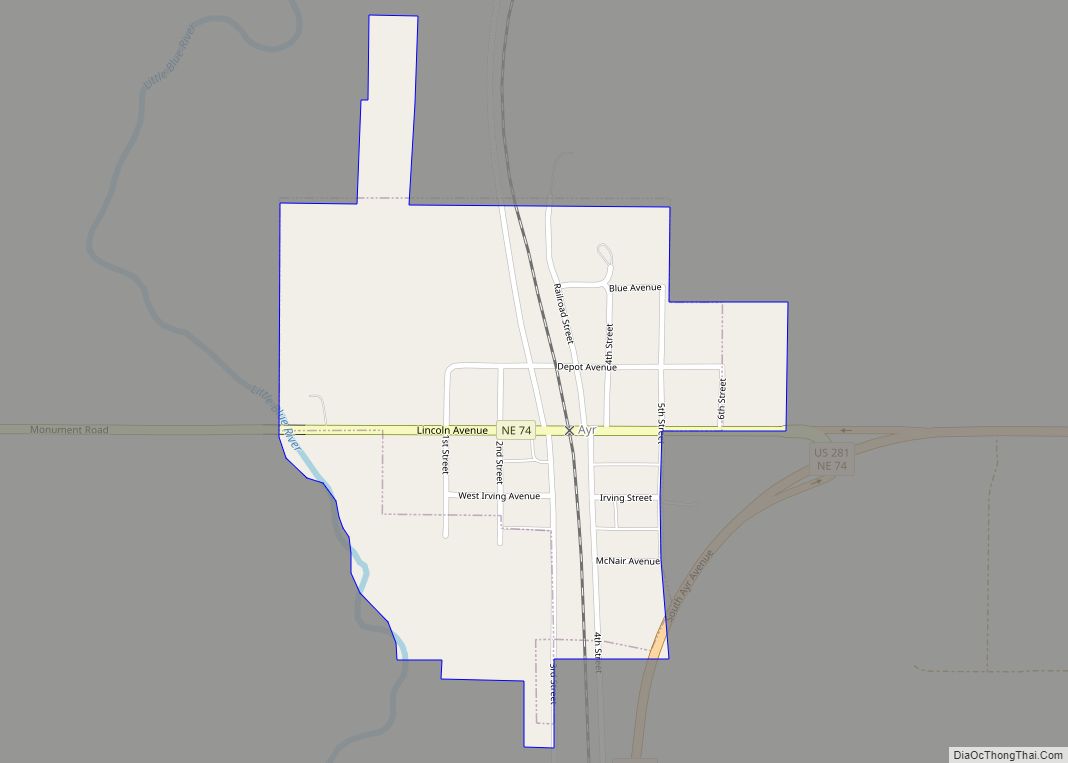 Map of Ayr village, Nebraska