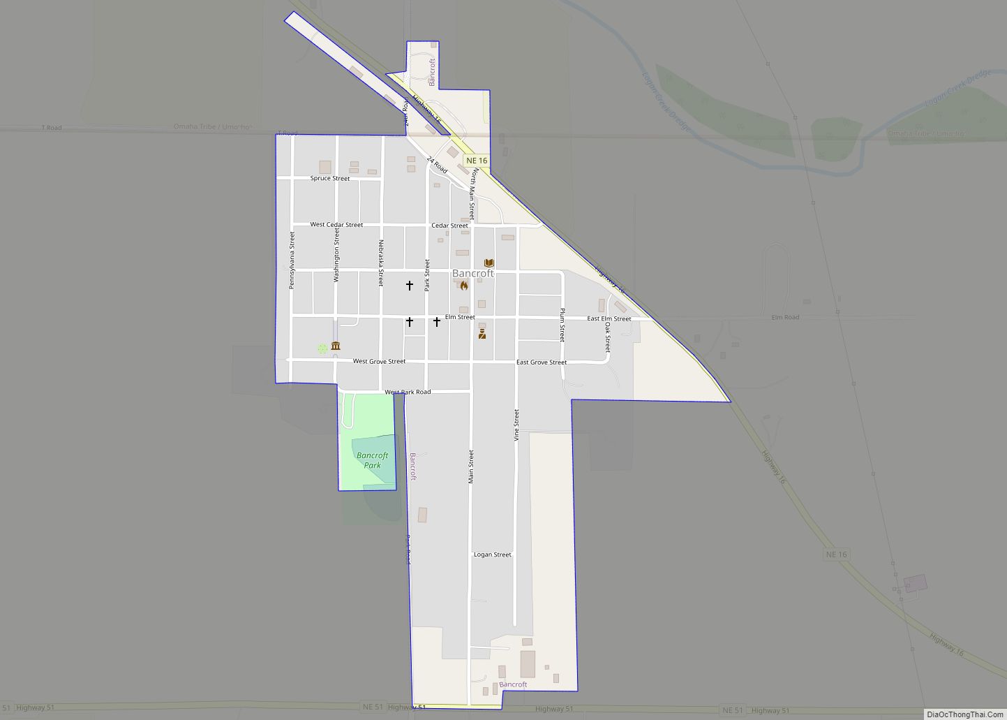 Map of Bancroft village, Nebraska