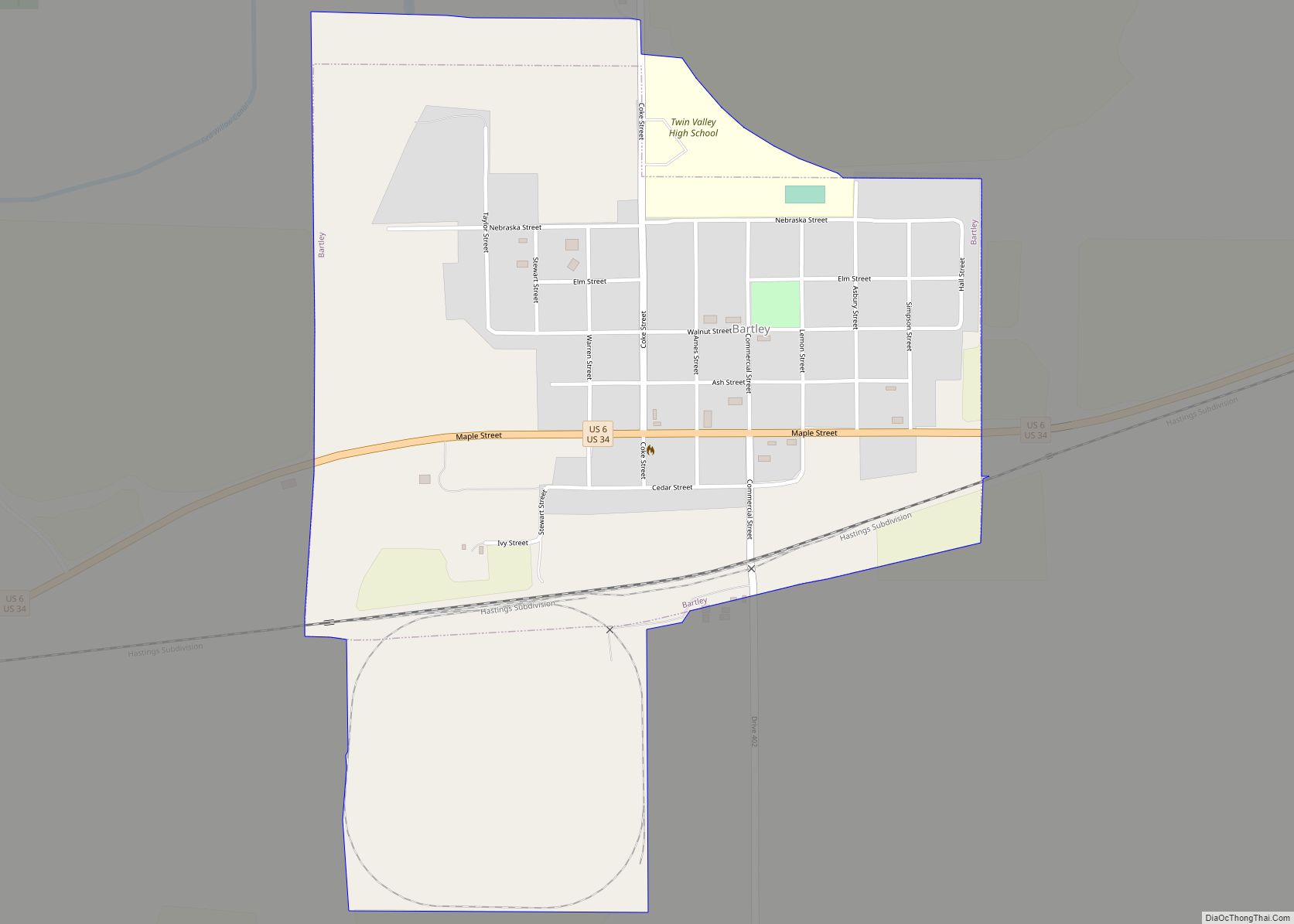 Map of Bartley village, Nebraska