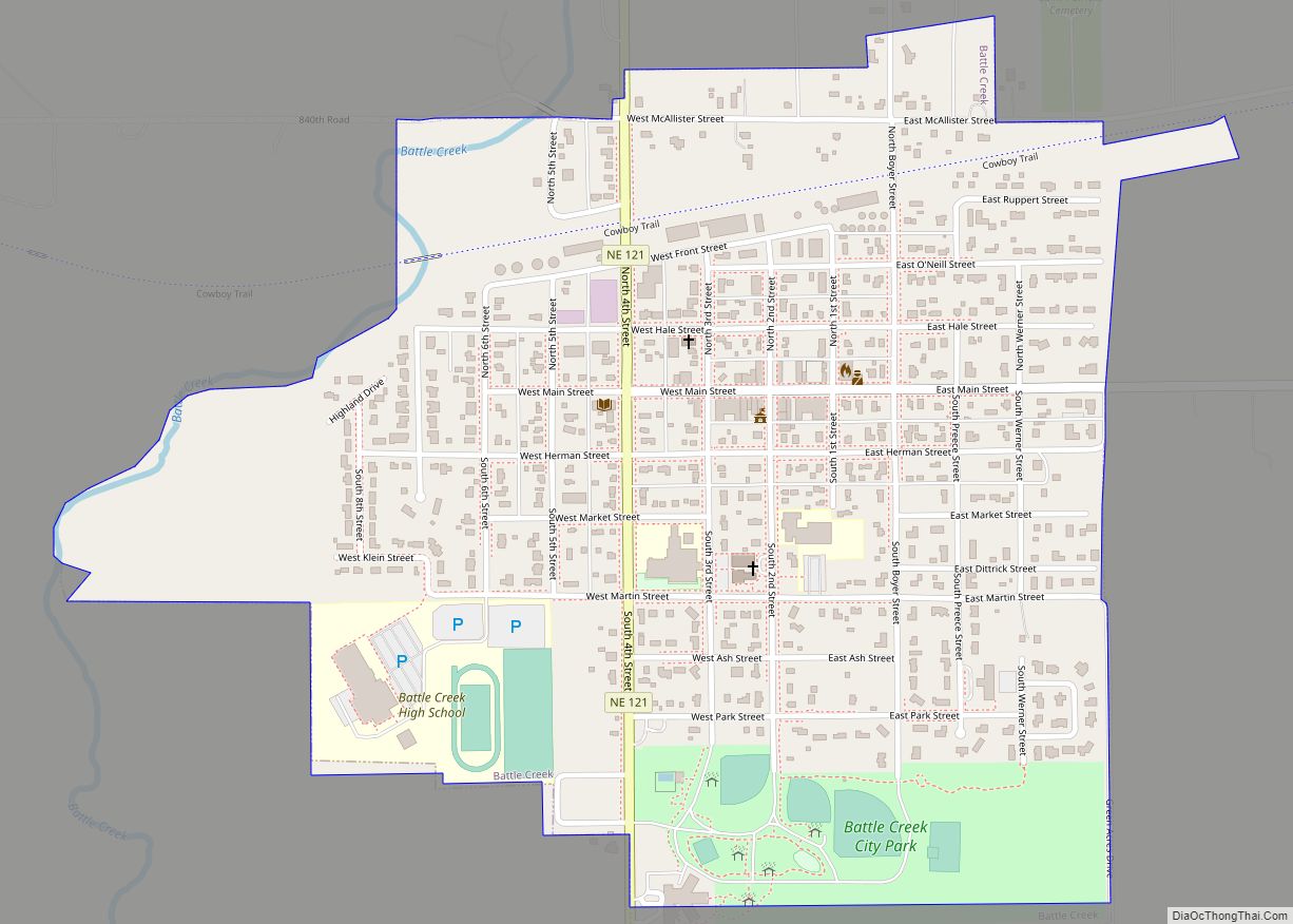 Map of Battle Creek city, Nebraska