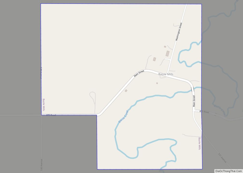 Map of Bazile Mills village