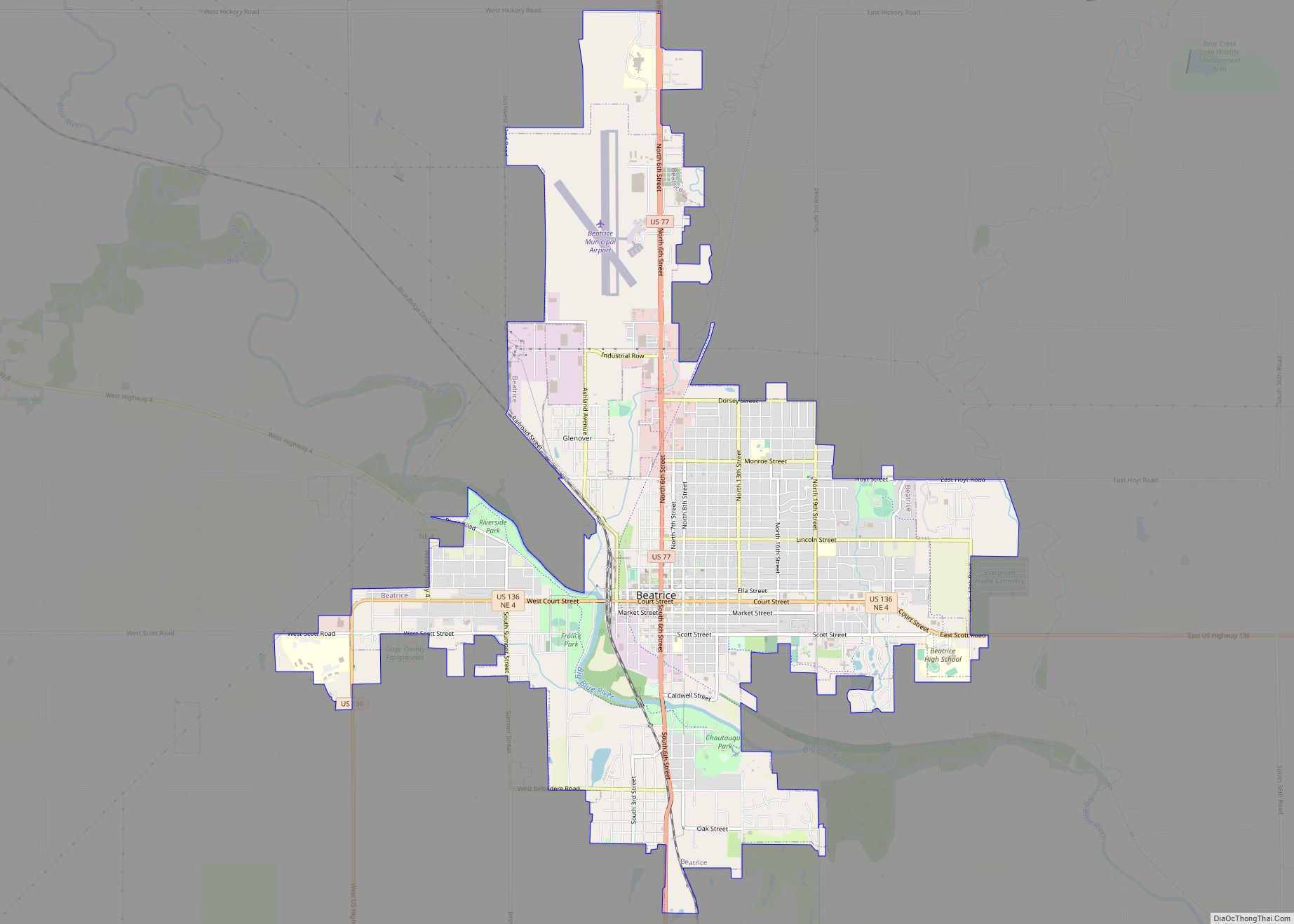Map of Beatrice city, Nebraska