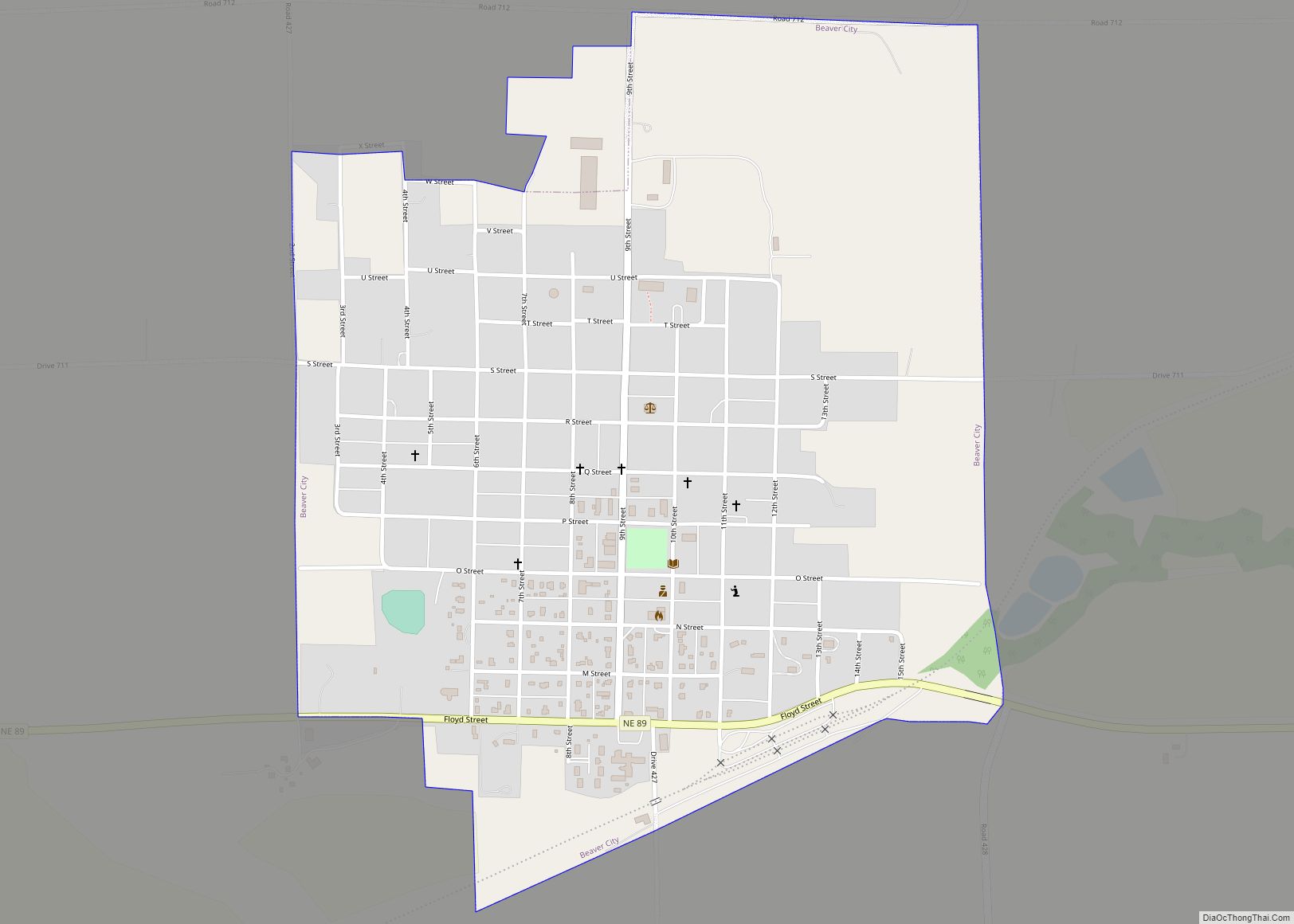 Map of Beaver City city