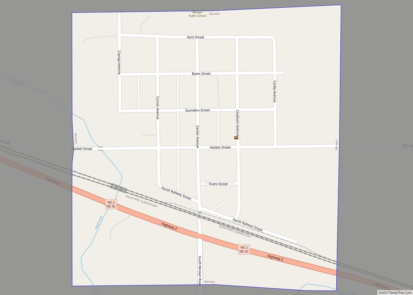 Map of Berwyn village, Nebraska