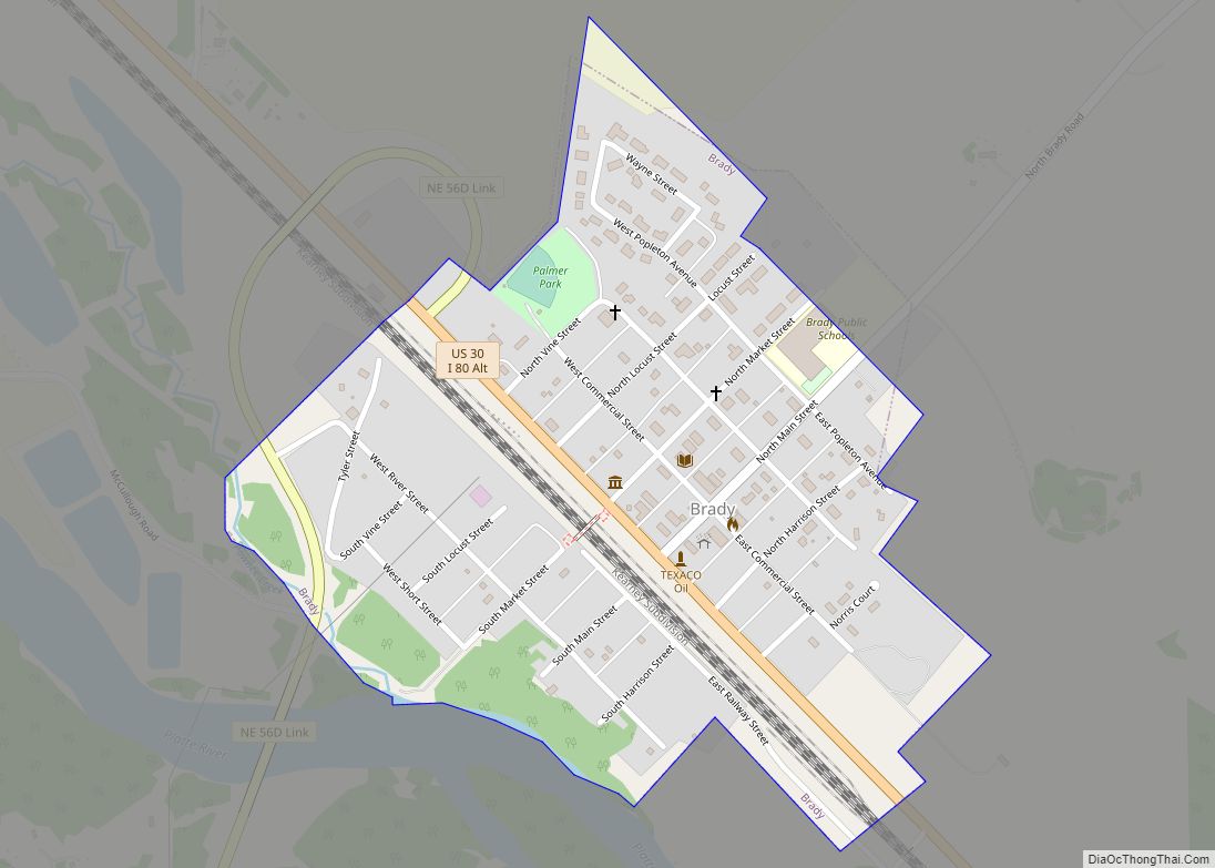 Map of Brady village, Nebraska