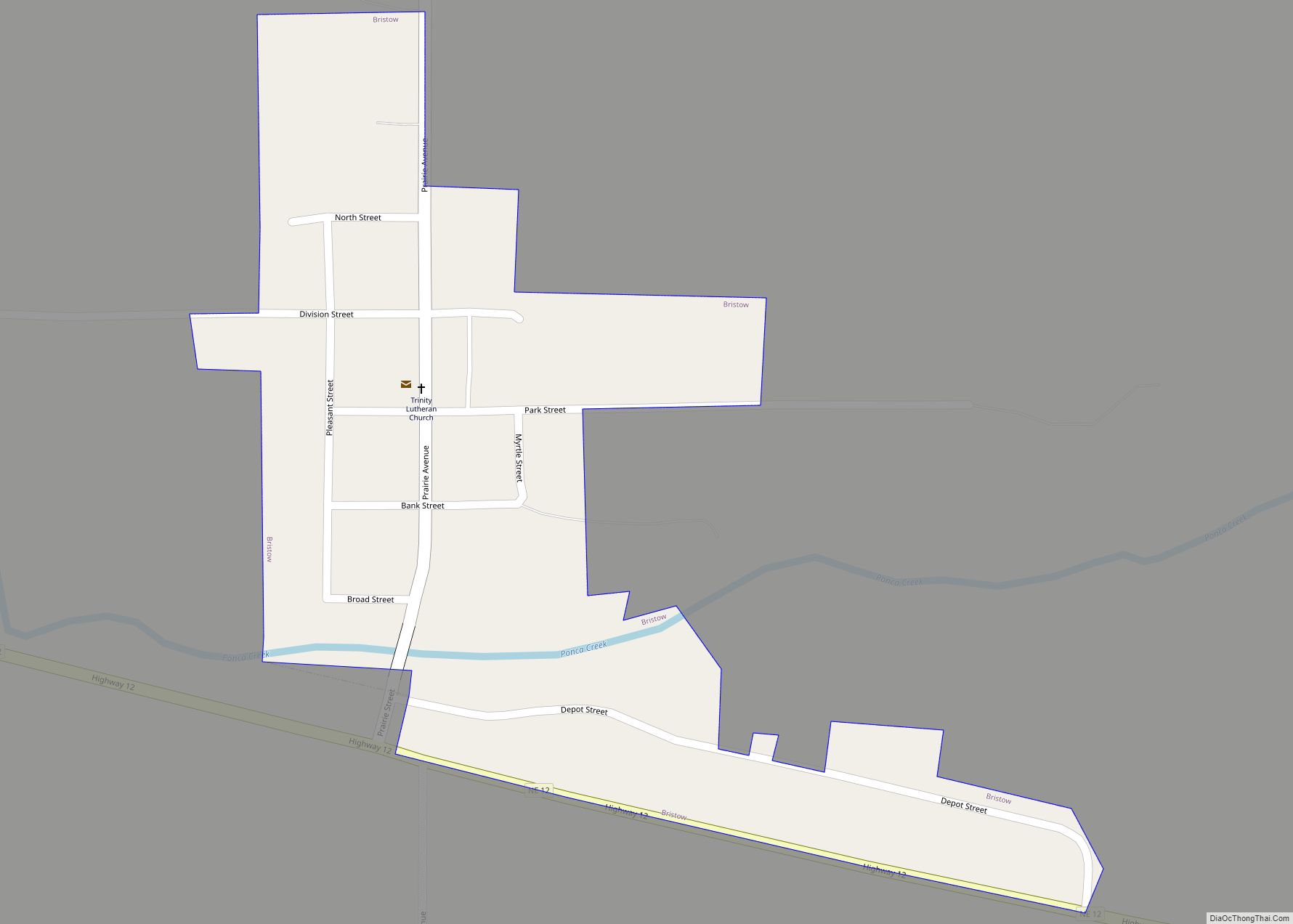 Map of Bristow village, Nebraska