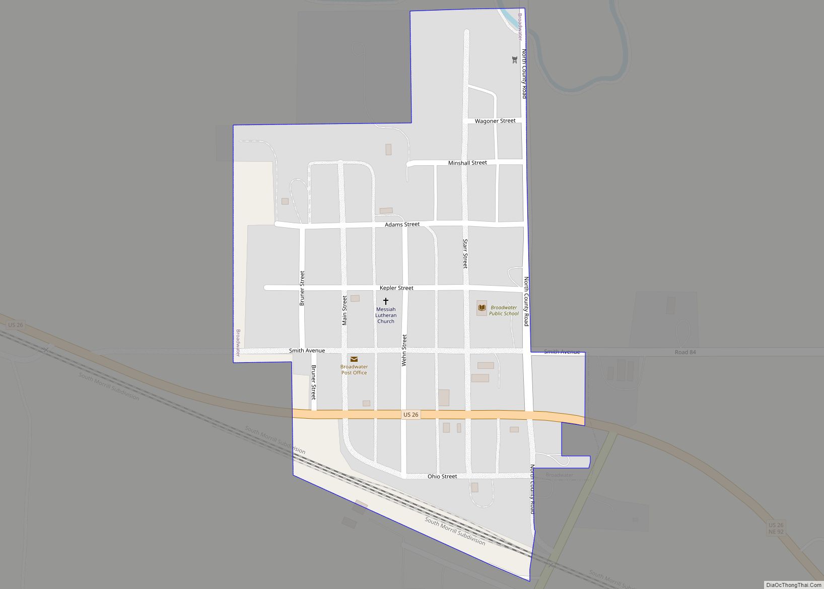 Map of Broadwater village