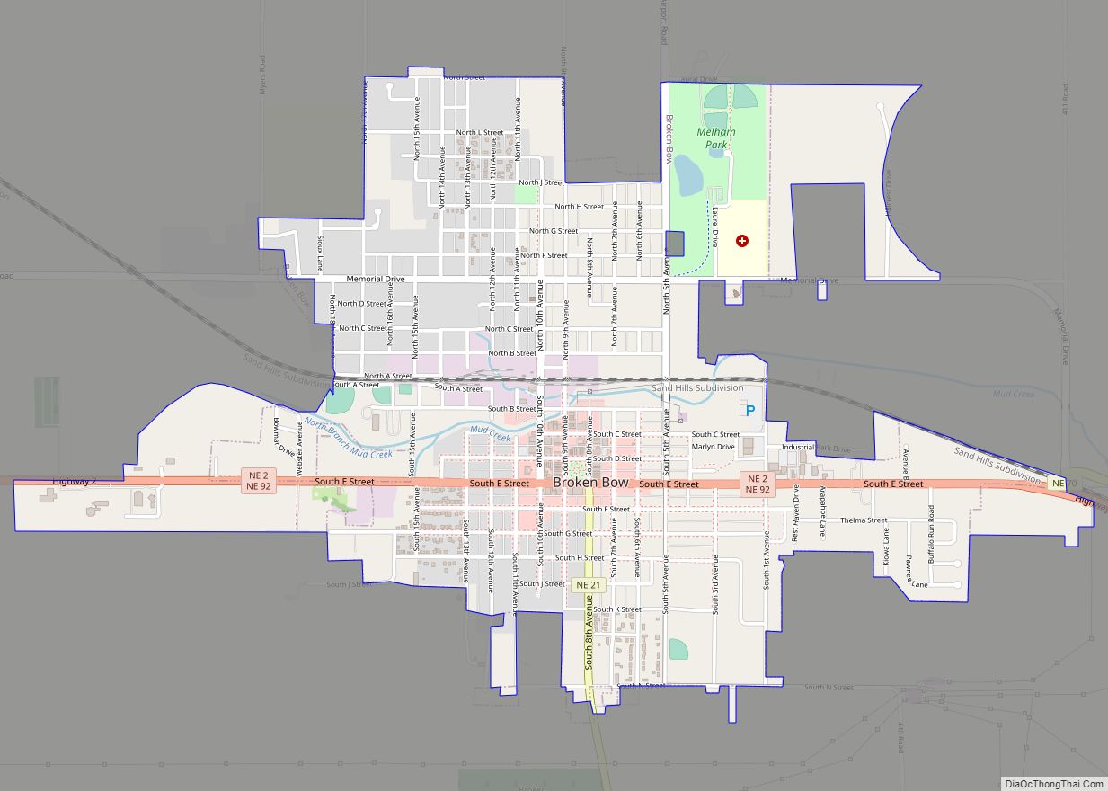 Map of Broken Bow city