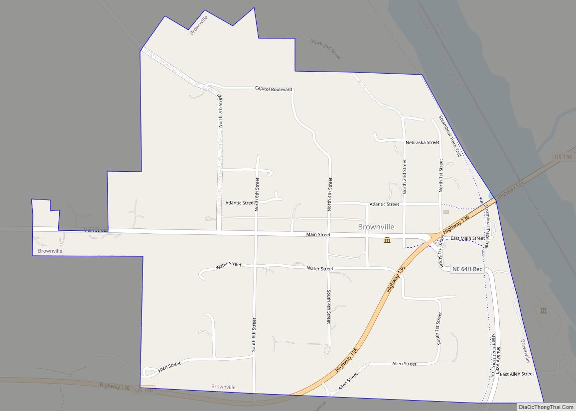 Map of Brownville village, Nebraska