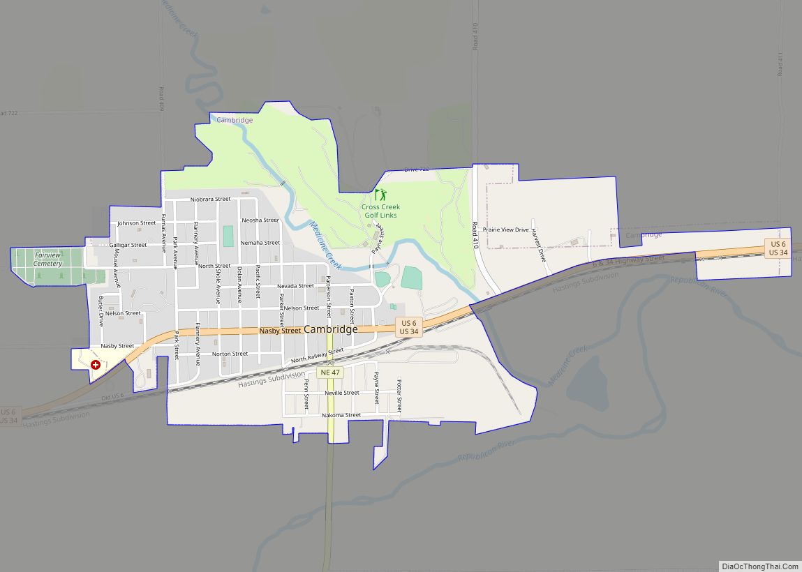 Map of Cambridge city, Nebraska