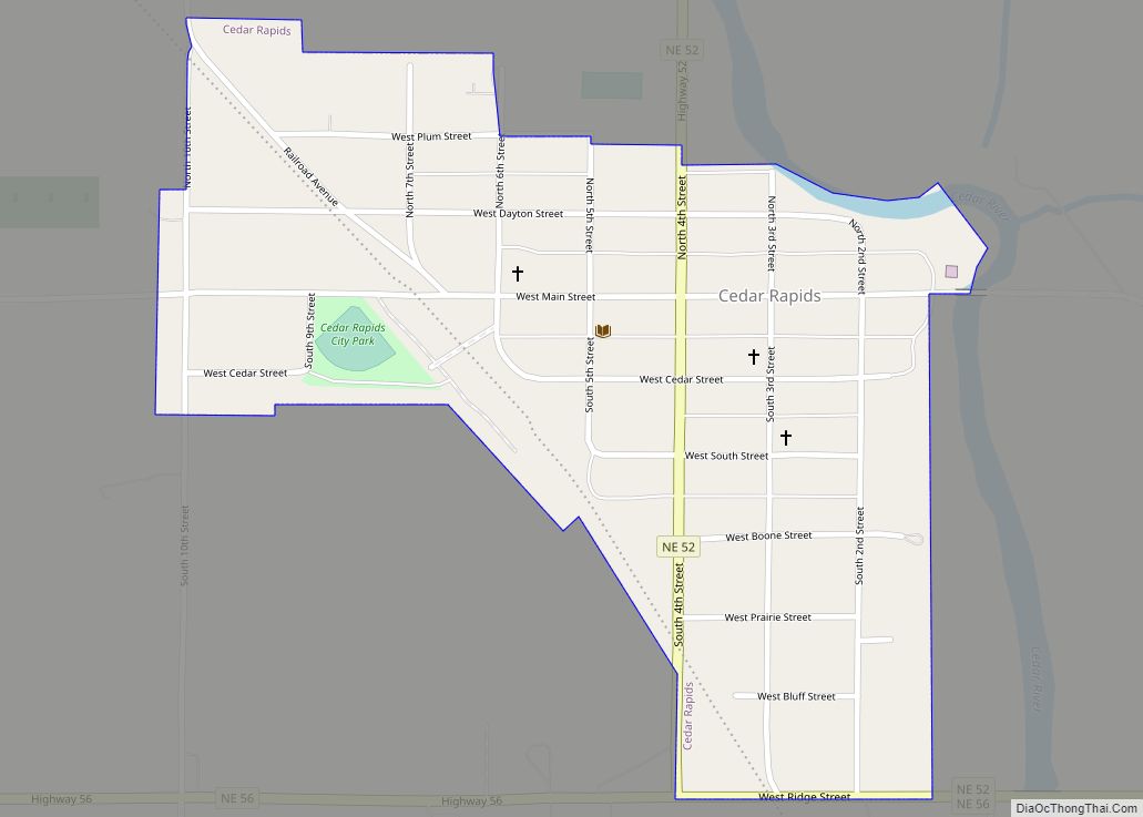 Map of Cedar Rapids village, Nebraska