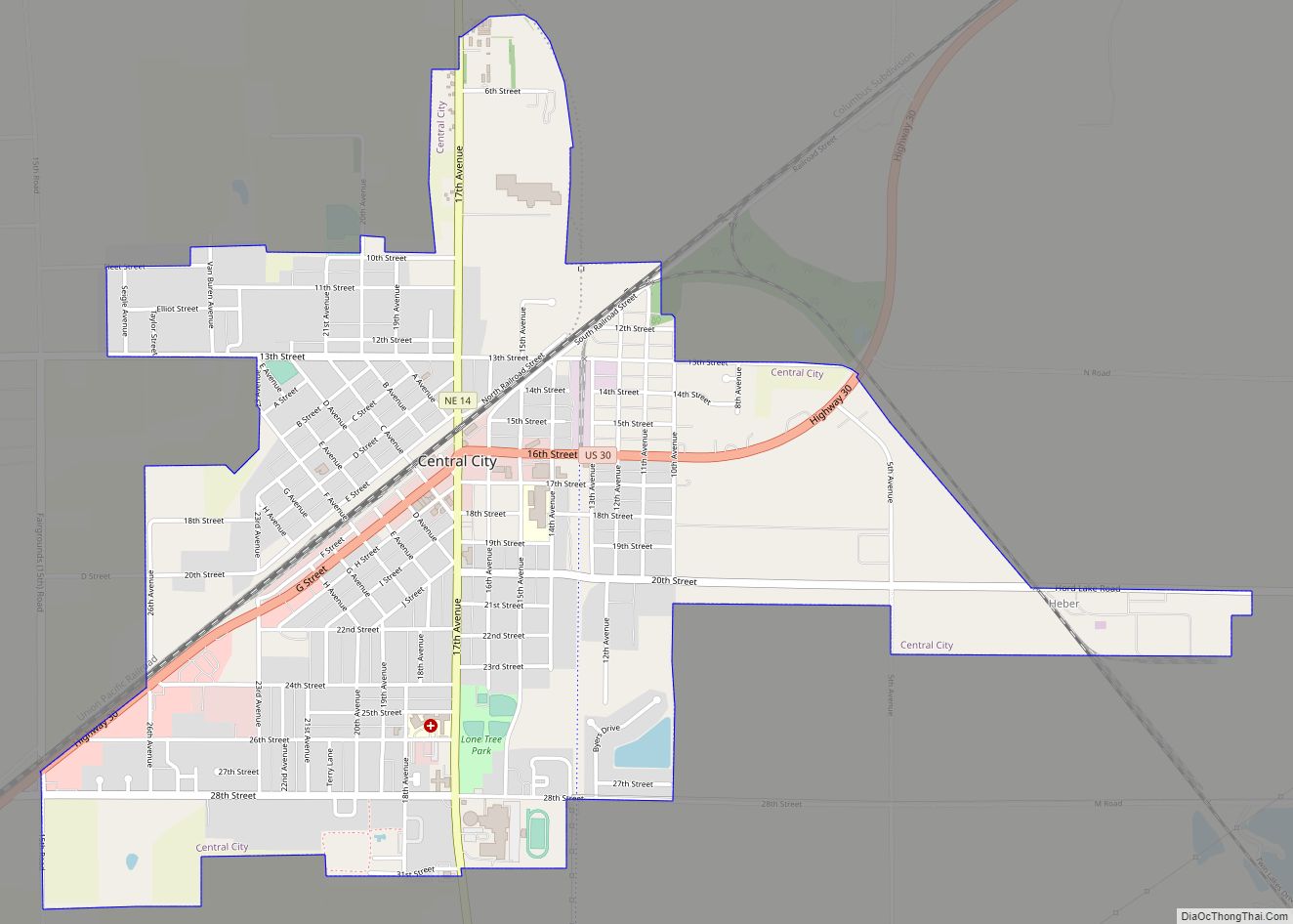 Map of Central City, Nebraska