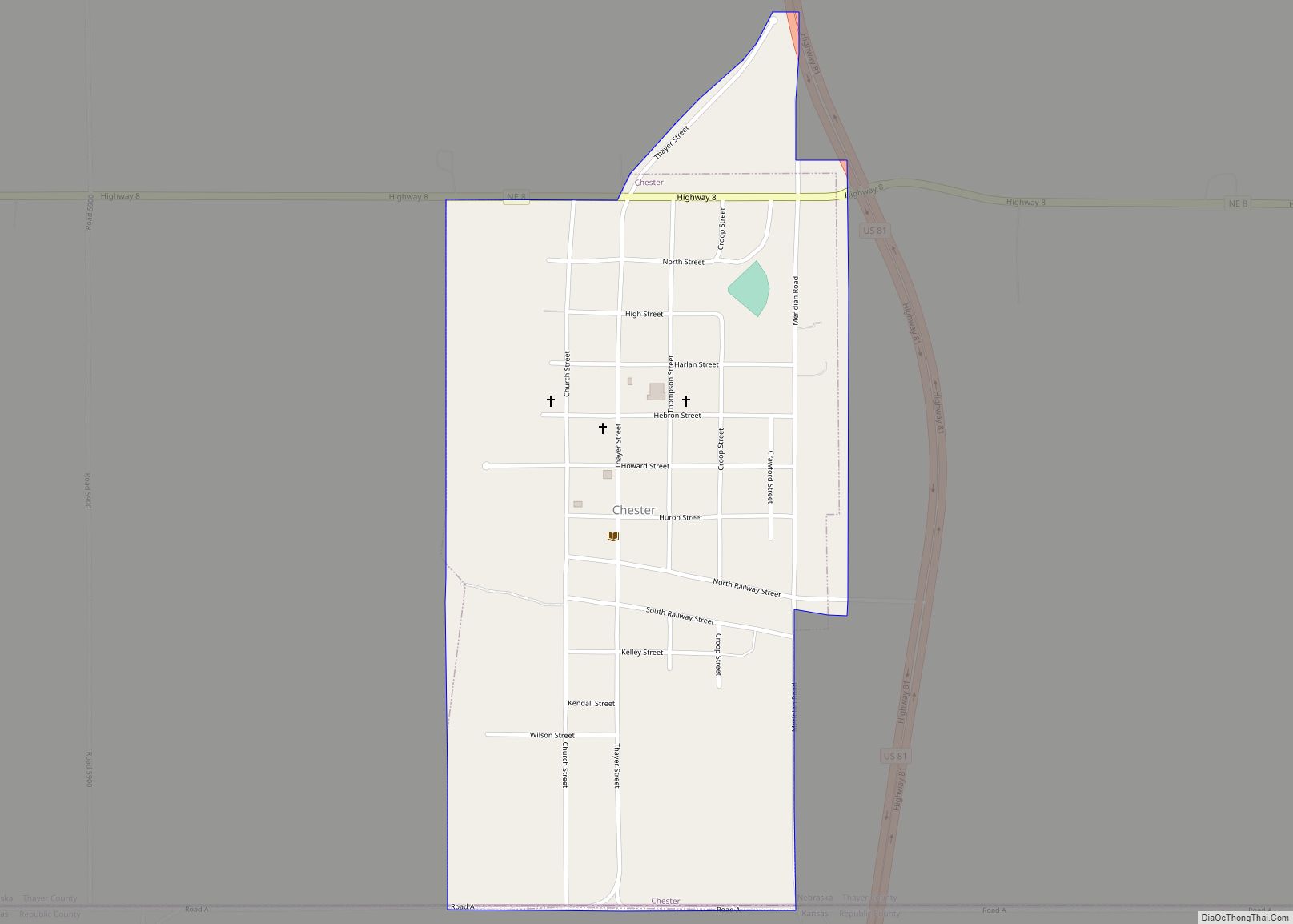 Map of Chester village, Nebraska