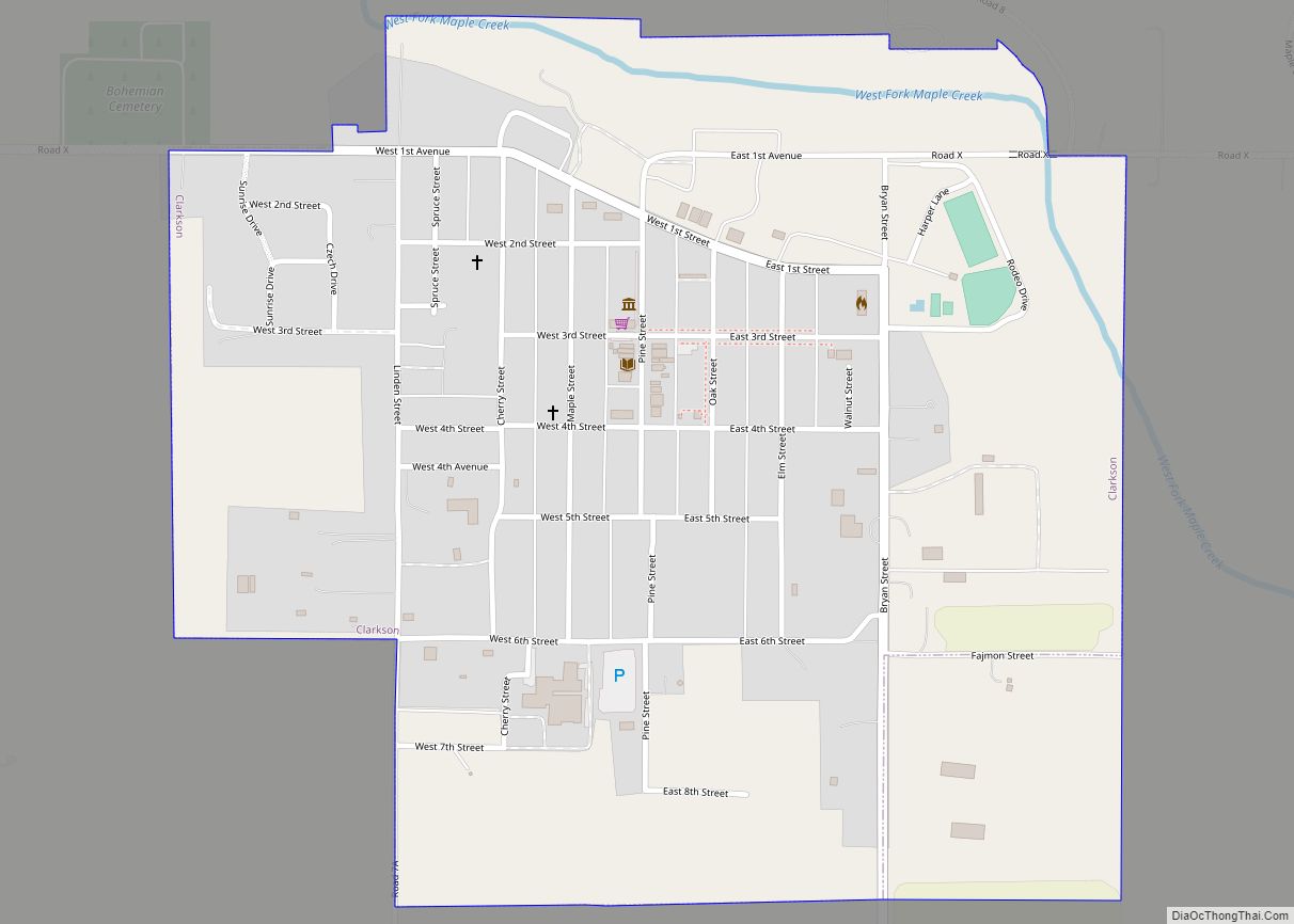 Map of Clarkson city, Nebraska