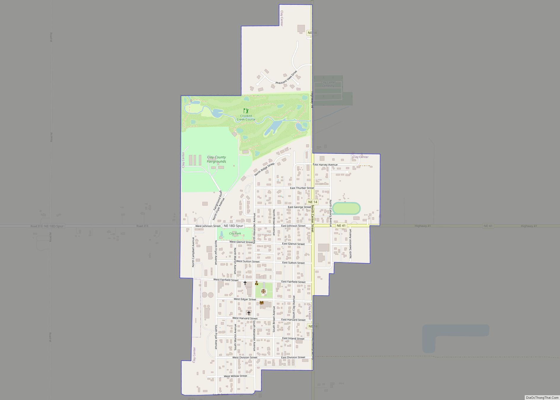 Map of Clay Center city, Nebraska