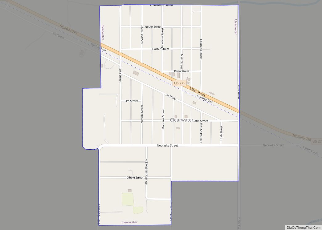 Map of Clearwater village, Nebraska