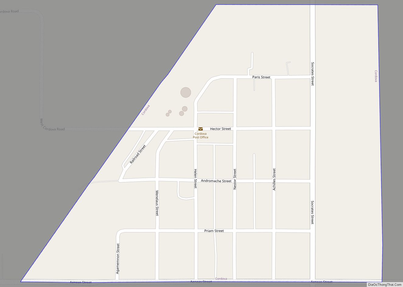 Map of Cordova village, Nebraska