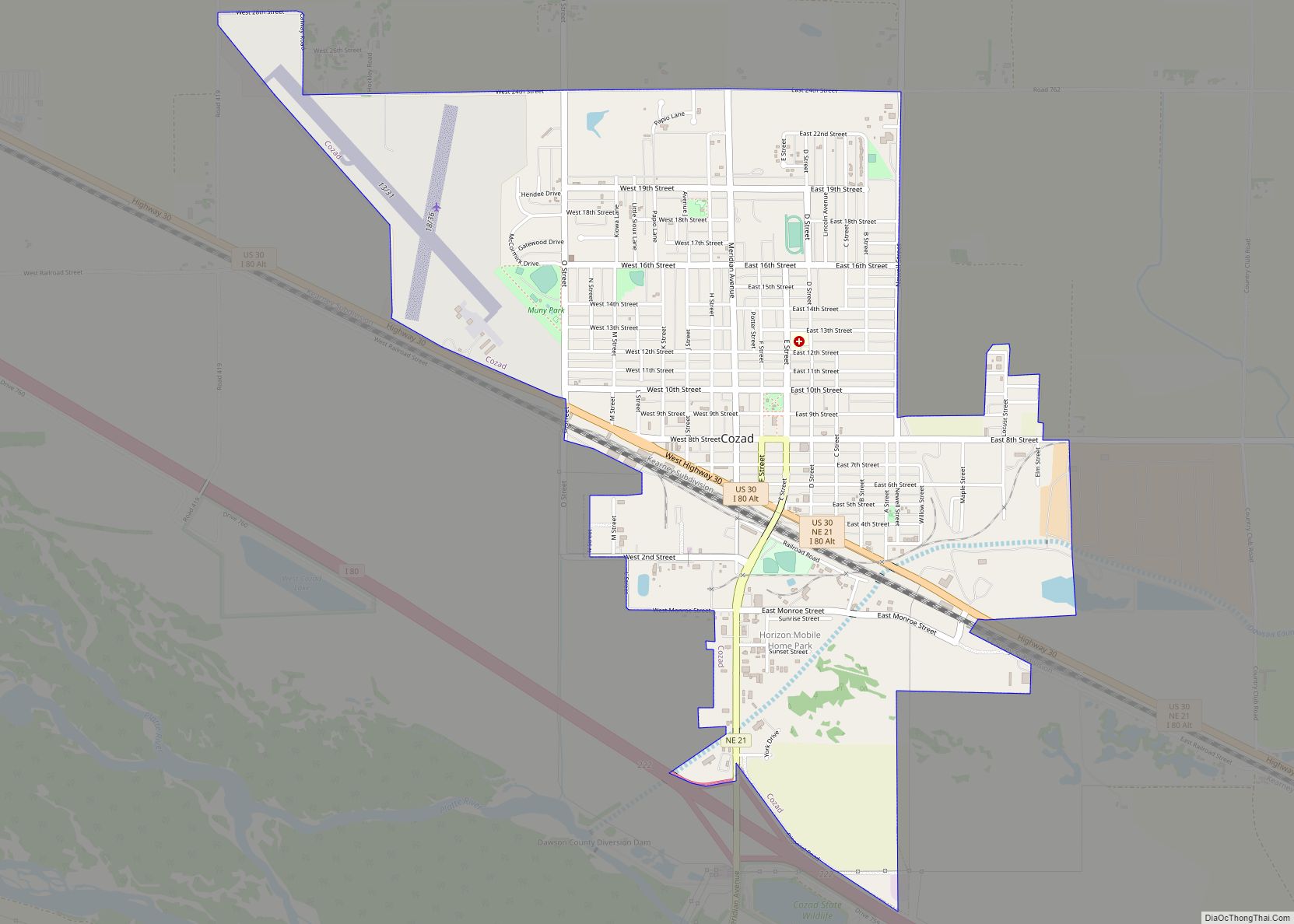 Map of Cozad city