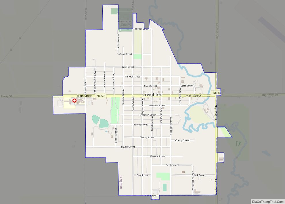 Map of Creighton city, Nebraska
