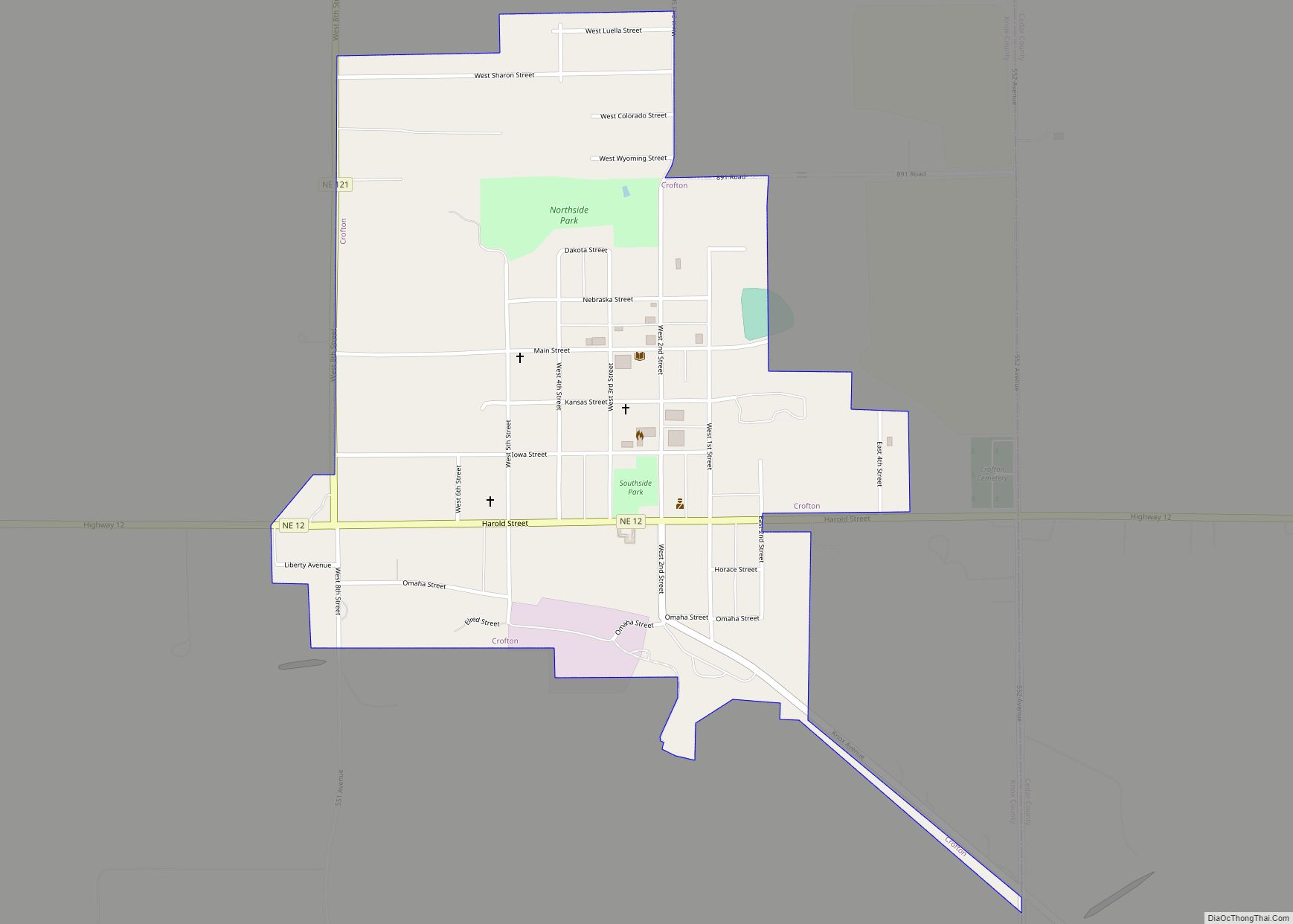 Map of Crofton city, Nebraska