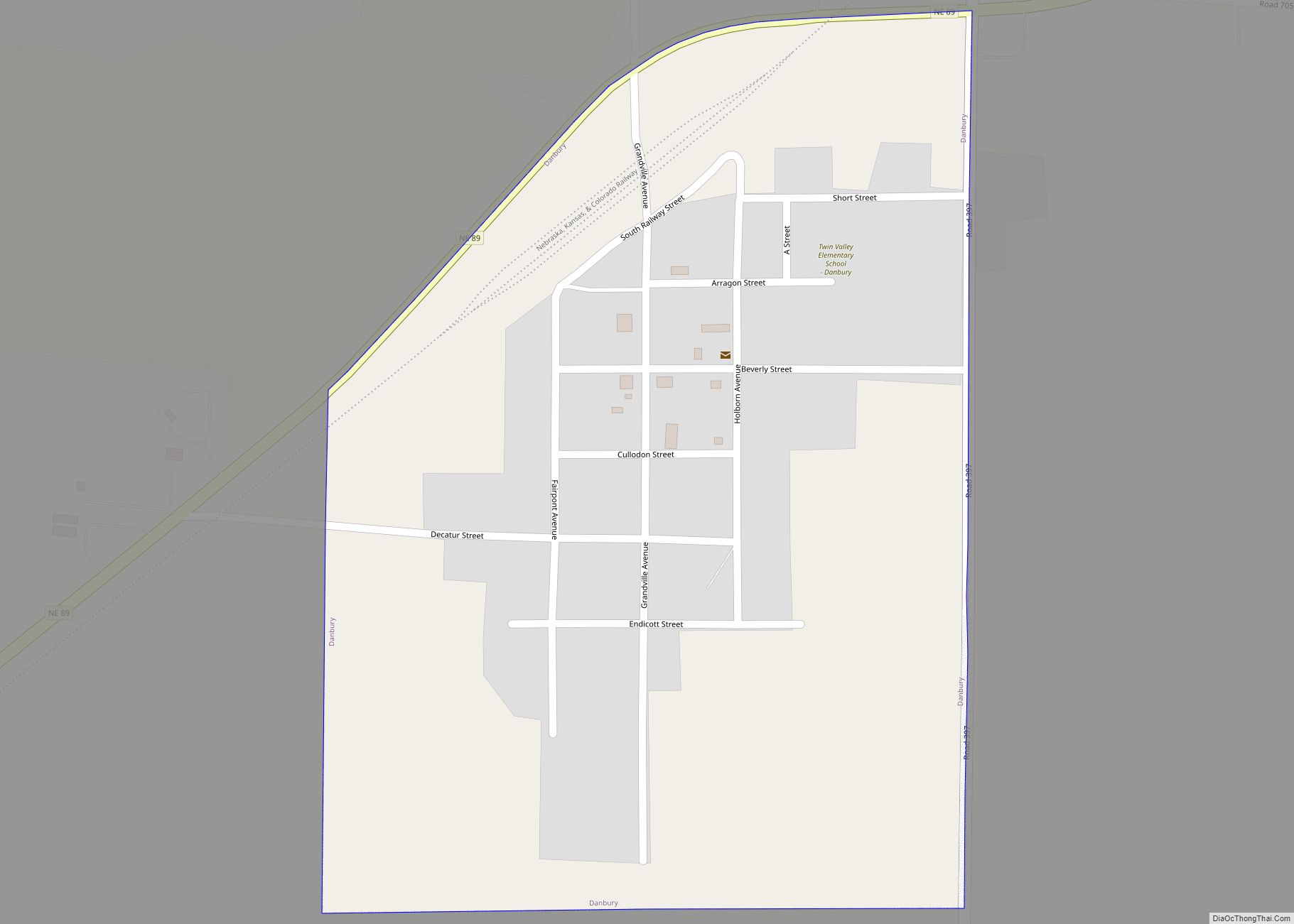 Map of Danbury village, Nebraska
