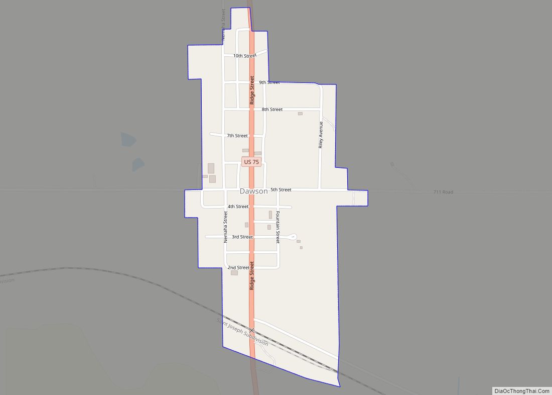 Map of Dawson village, Nebraska