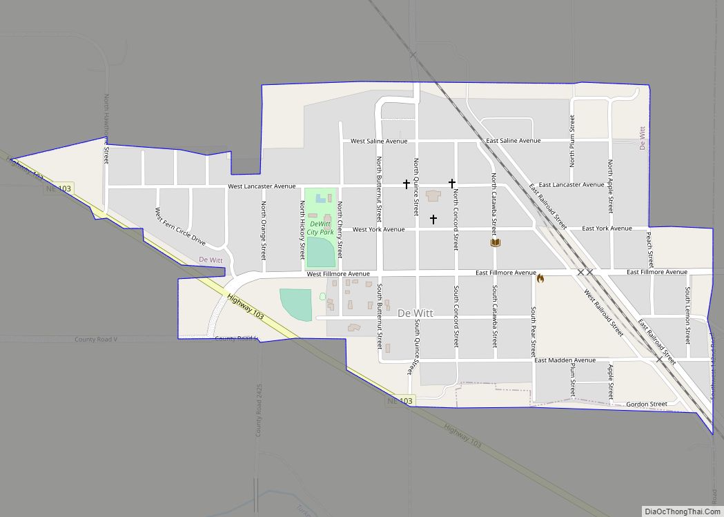 Map of De Witt village, Nebraska