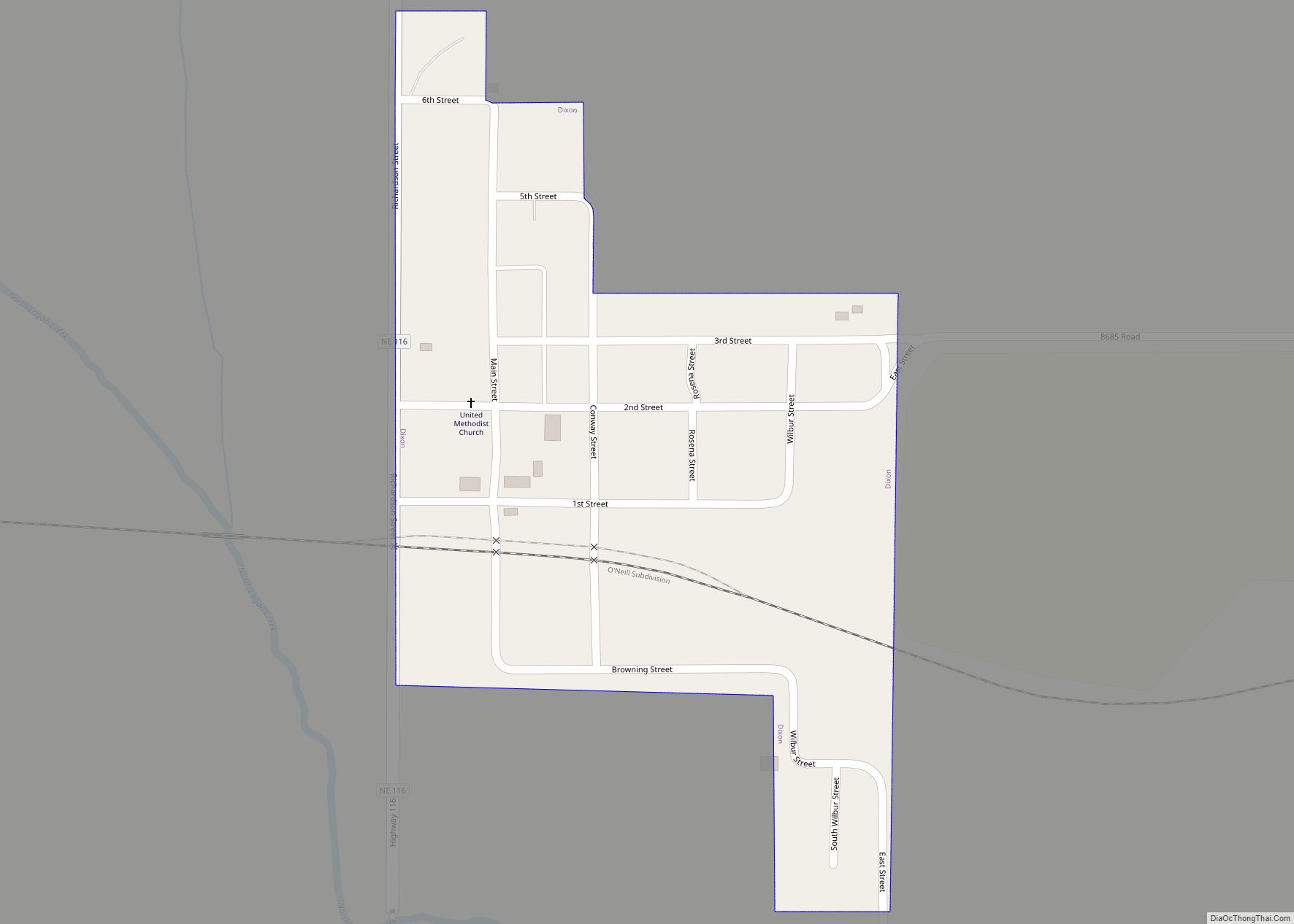 Map of Dixon village, Nebraska