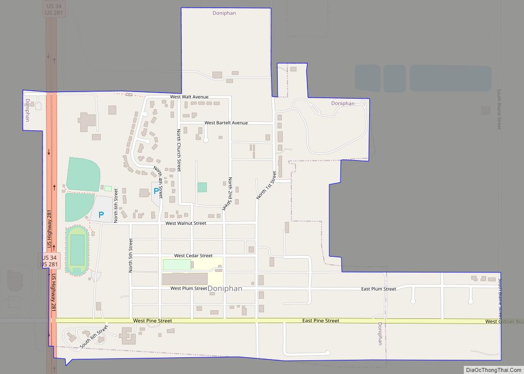 Map of Doniphan village, Nebraska