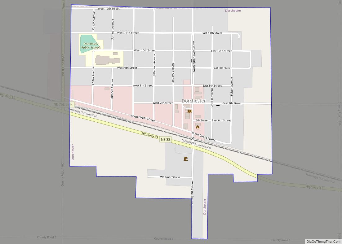 Map of Dorchester village, Nebraska