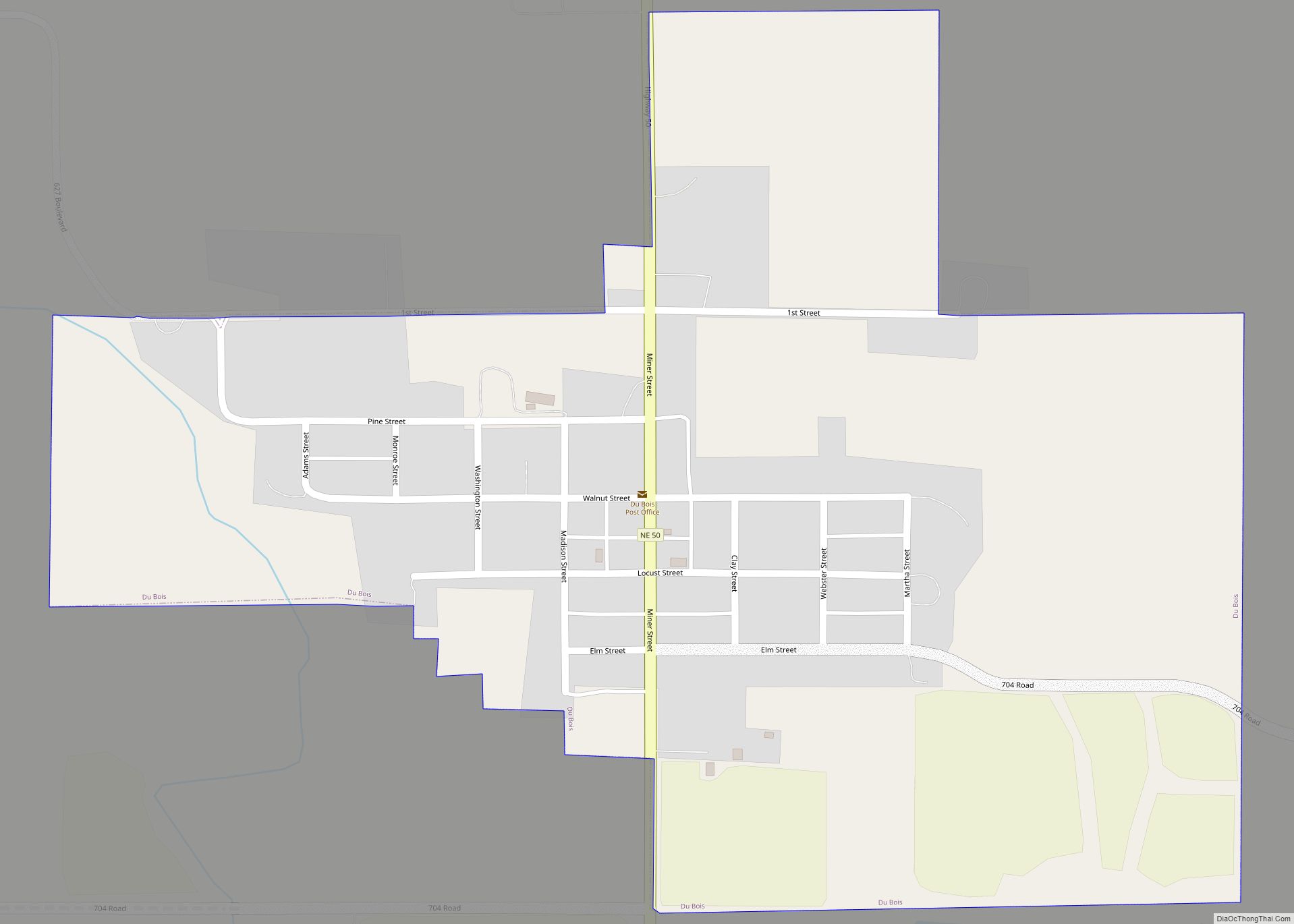 Map of Du Bois village, Nebraska
