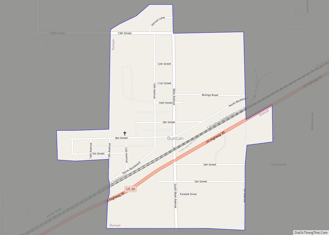 Map of Duncan village, Nebraska