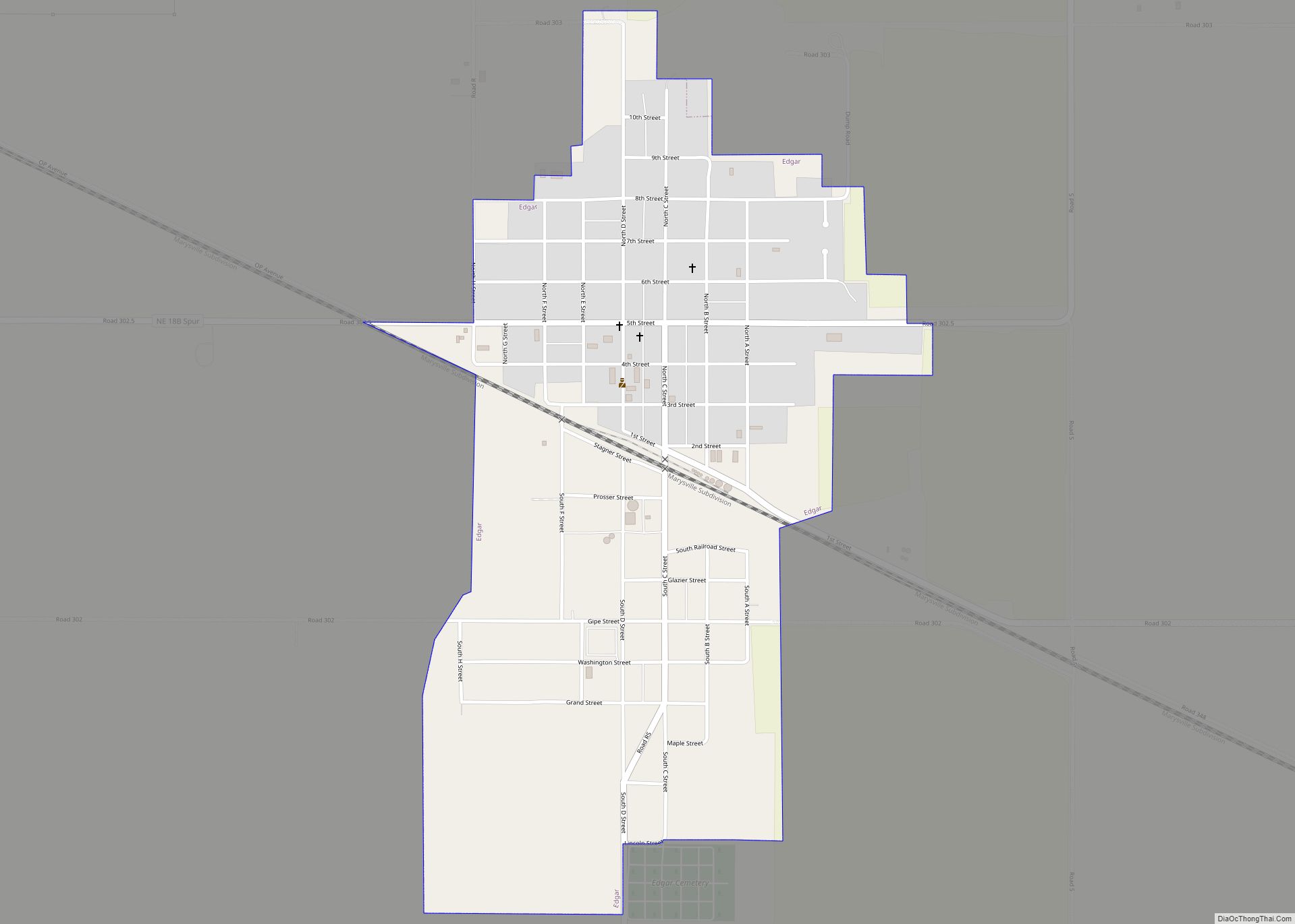 Map of Edgar city, Nebraska