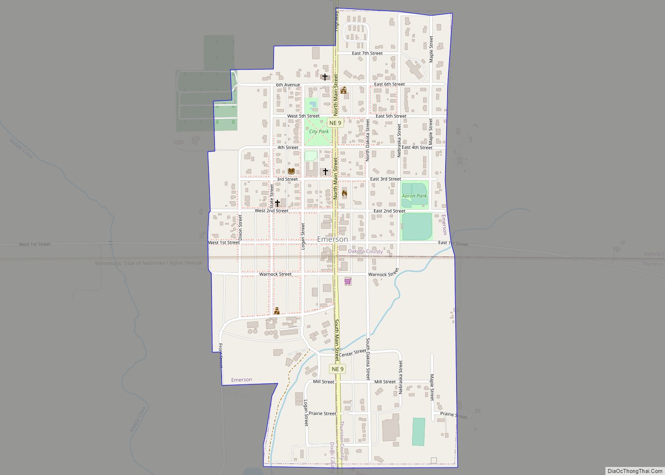 Map of Emerson village, Nebraska
