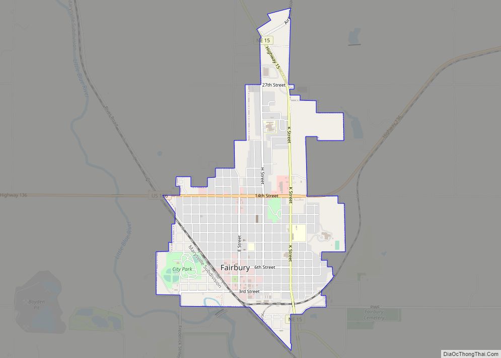 Map of Fairbury city, Nebraska