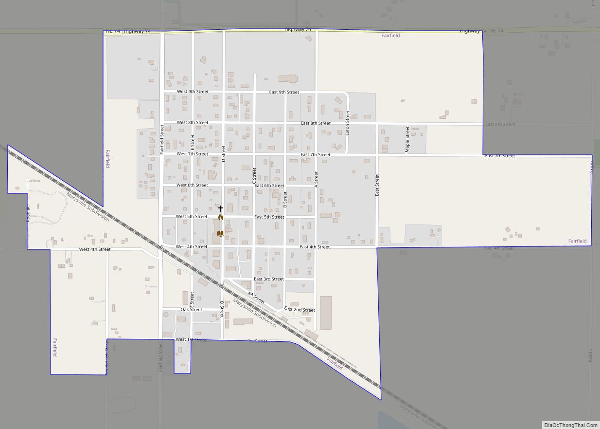 Map of Fairfield city, Nebraska