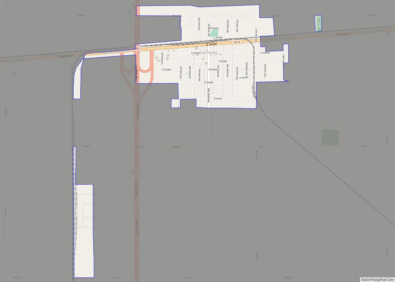 Map of Fairmont village, Nebraska