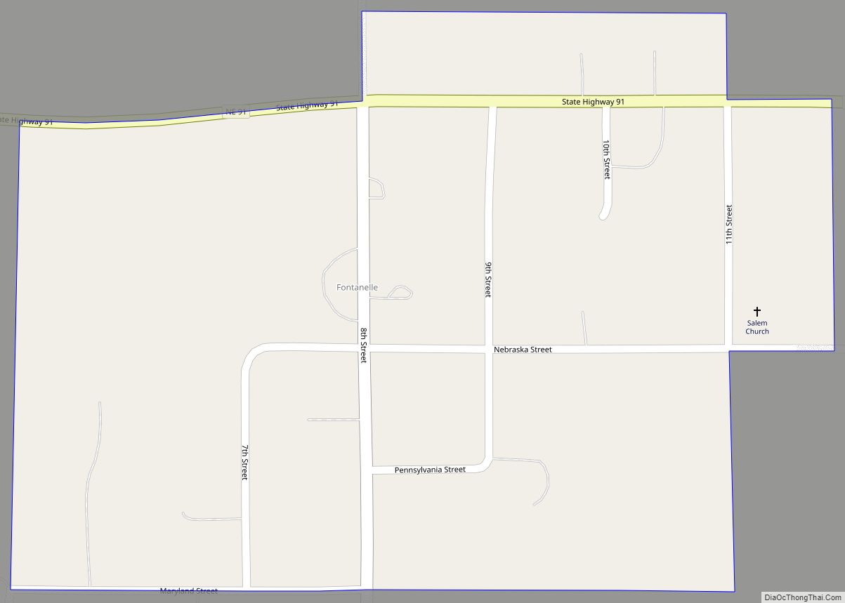 Map of Fontanelle CDP, Nebraska