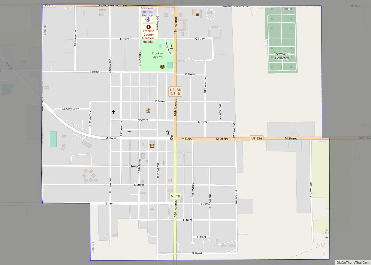 Map of Franklin city, Nebraska