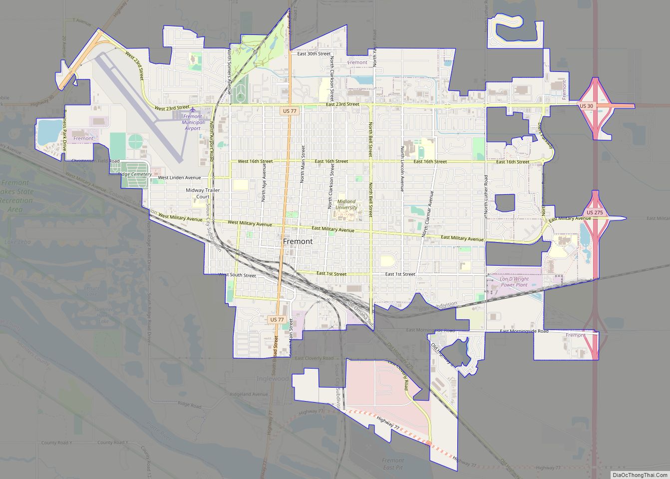 Map of Fremont city, Nebraska