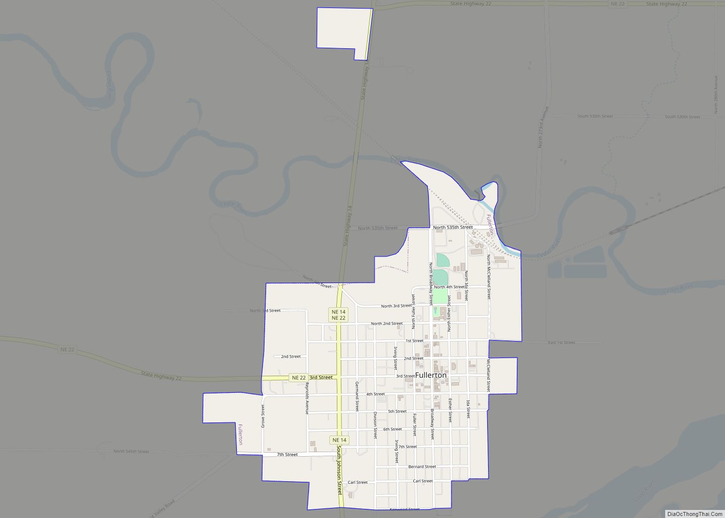 Map of Fullerton city, Nebraska