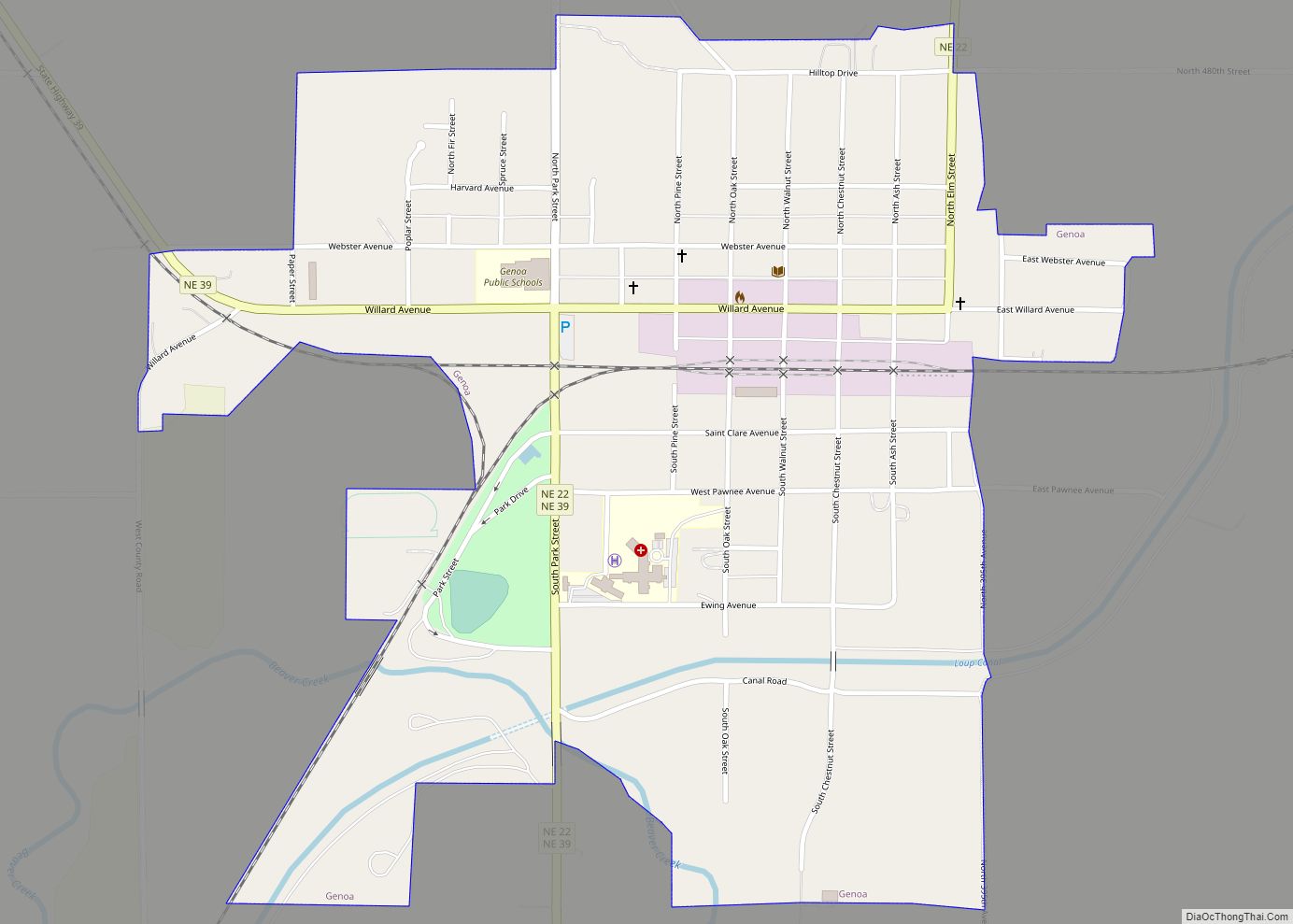 Map of Genoa city, Nebraska