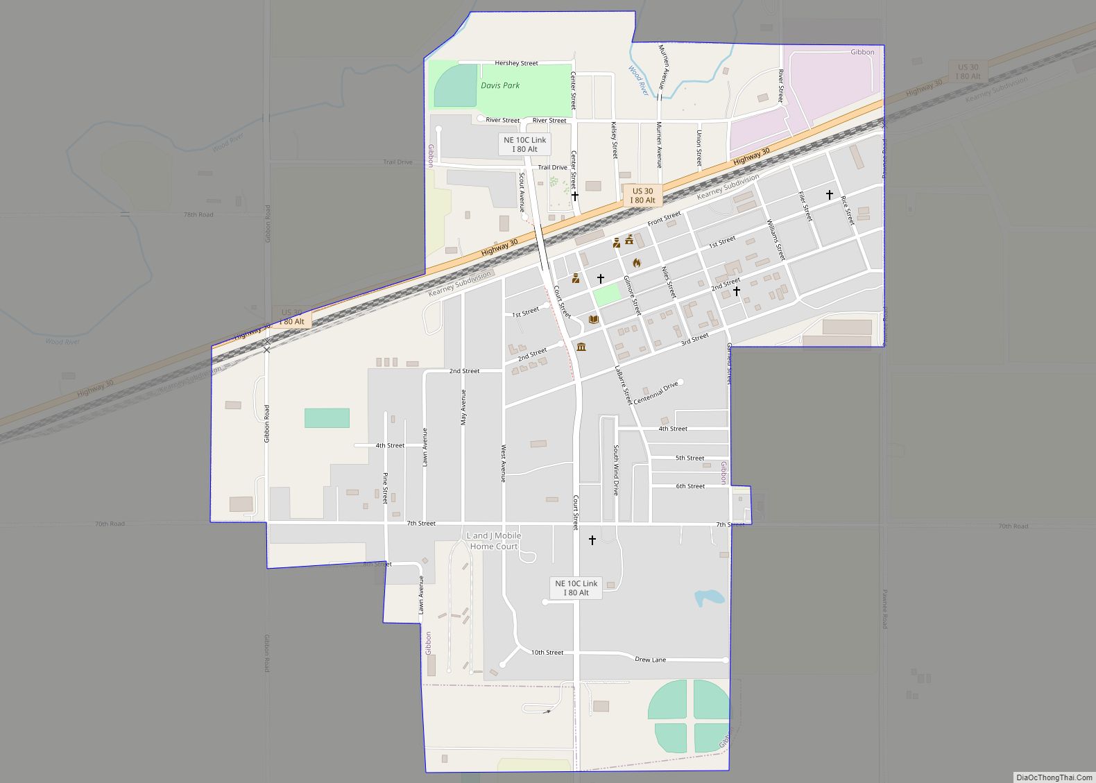 Map of Gibbon city, Nebraska